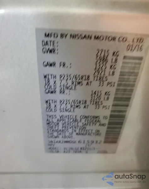 2016 Nissan Pathfinder S from USA, damaged, VIN 5N1AR2MM0GC615932